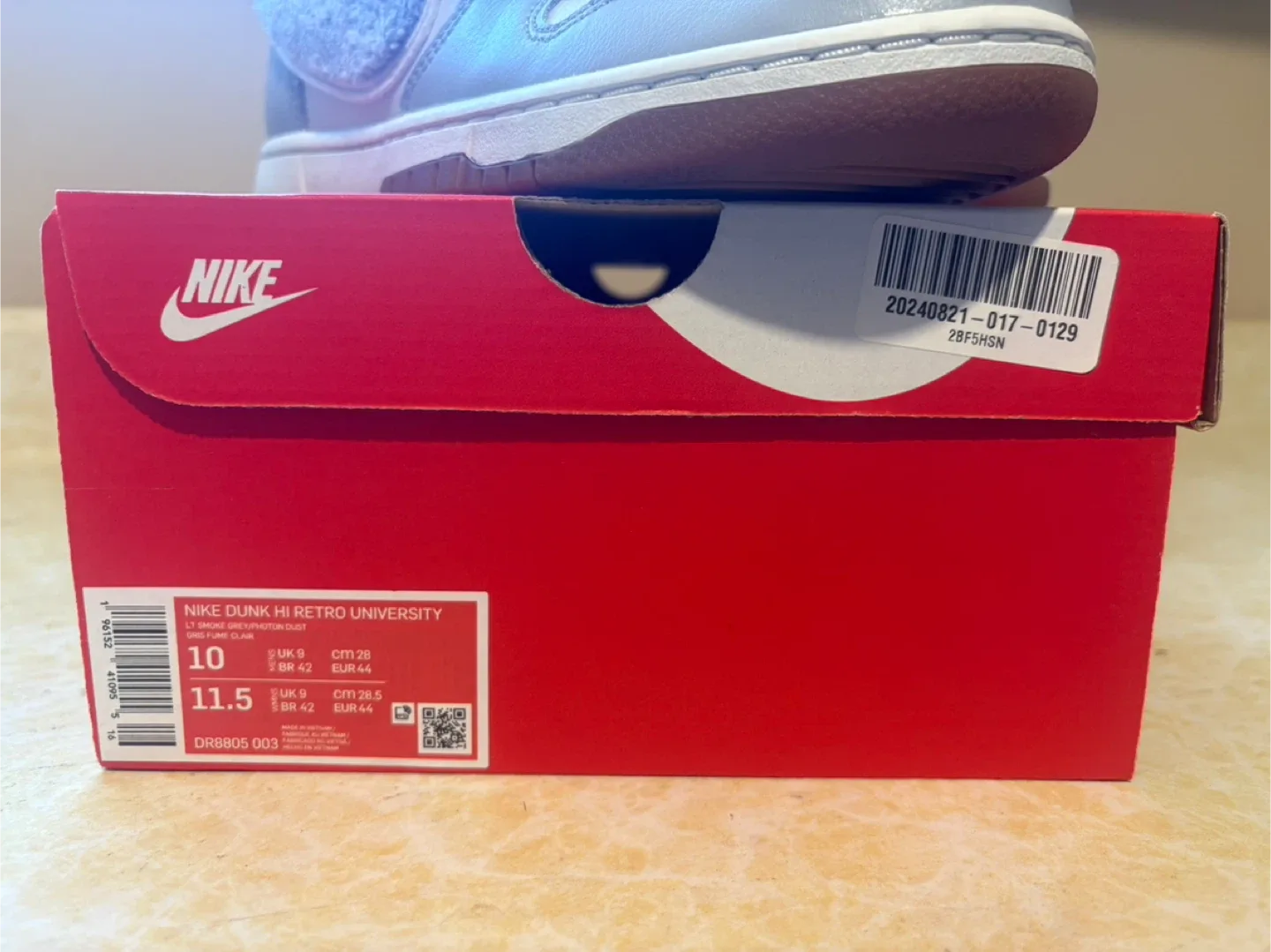 Nike Dunk Hi Retro University Grey, Size 10 image indicator(2)