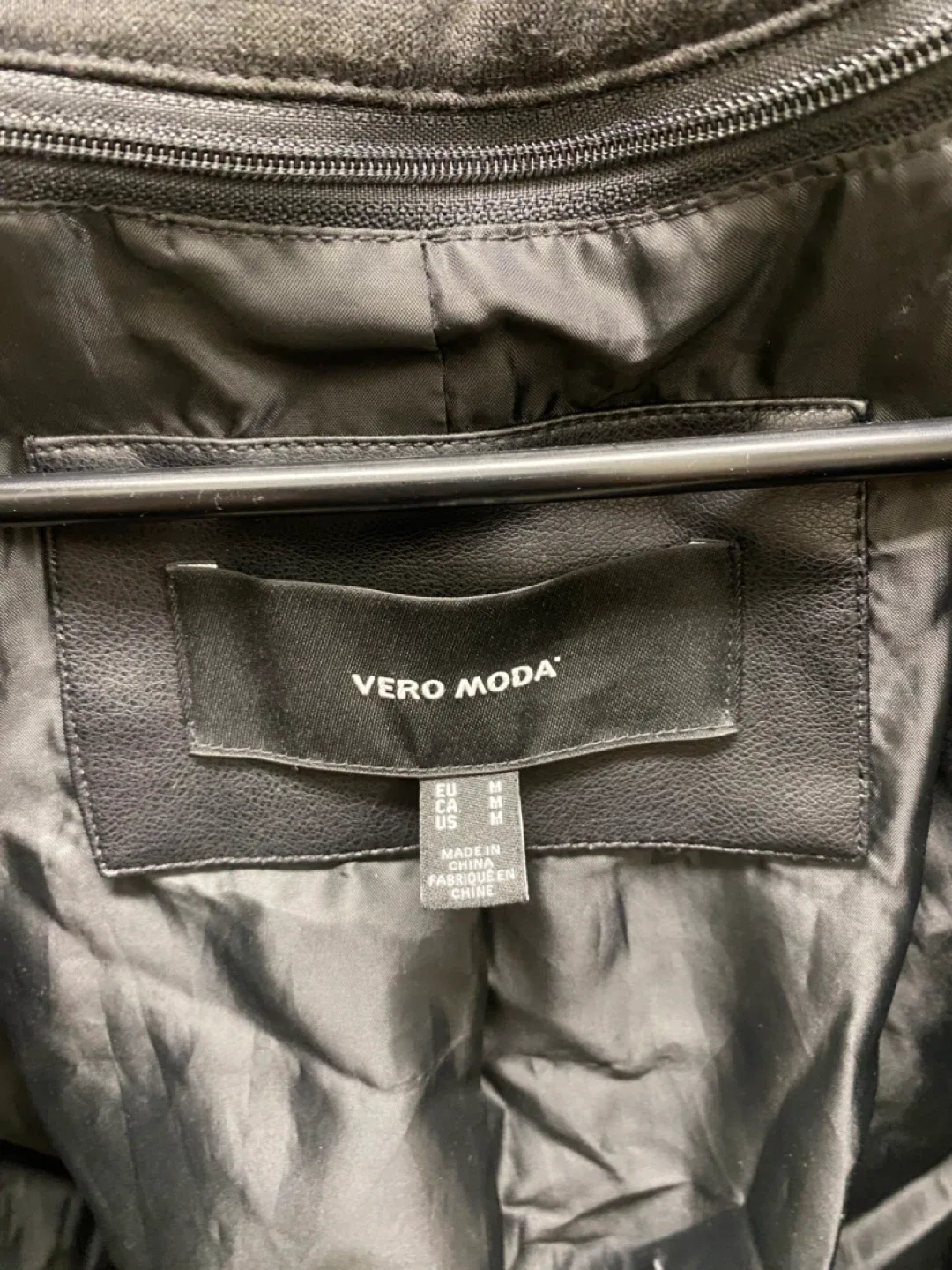 Vero Moda Black Soft Leather Hooded Jacket - Size M image indicator(4)