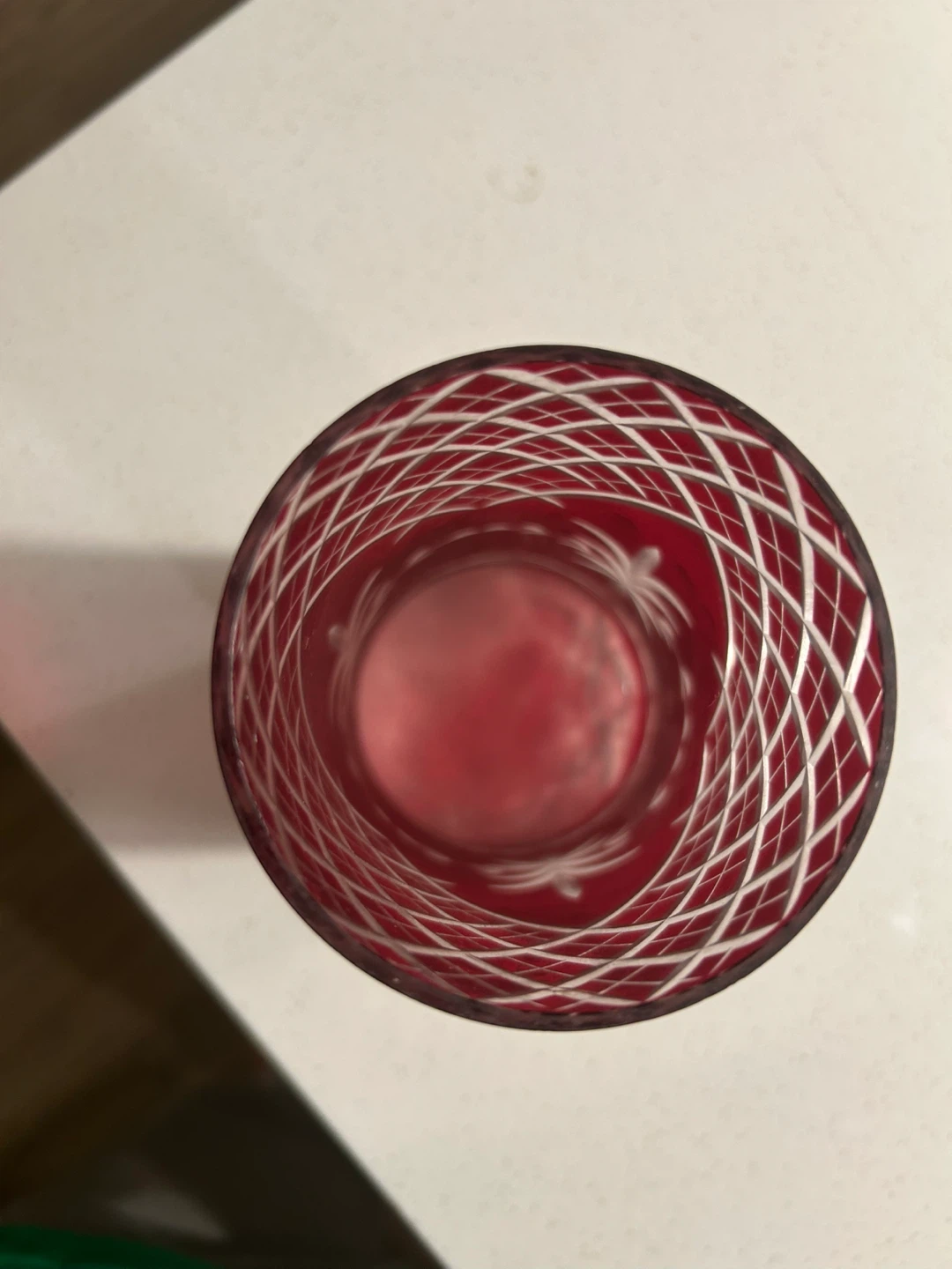 Ruby Red Cut Bohemian Glass Hurricane Lamp Shade Candle Sconce" - photo 3