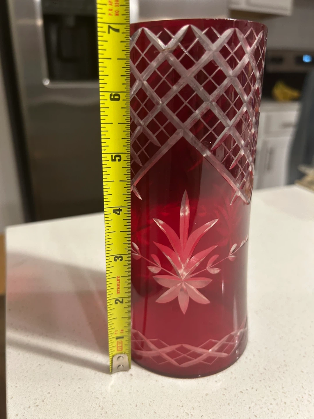Ruby Red Cut Bohemian Glass Hurricane Lamp Shade Candle Sconce" - photo 2