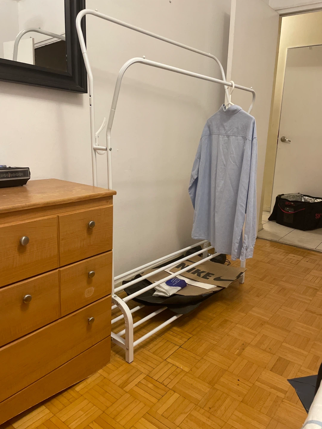 White Clothes Rack with Shoe Shelf