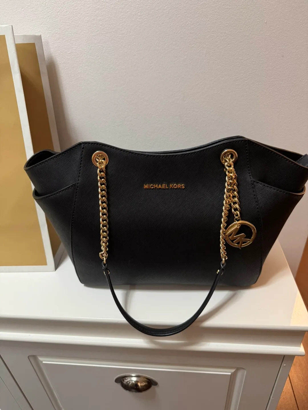 Michael Kors Black Tote Bag- Leather image indicator(2)