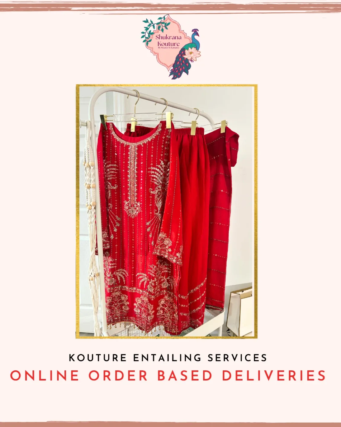 Shukrana Kouture Red Embroidered Suit image indicator(3)