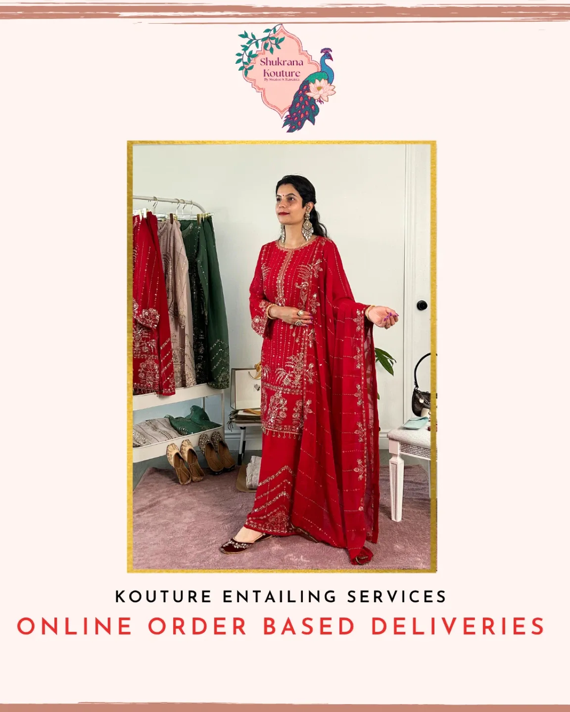 Shukrana Kouture Red Embroidered Suit image indicator(4)