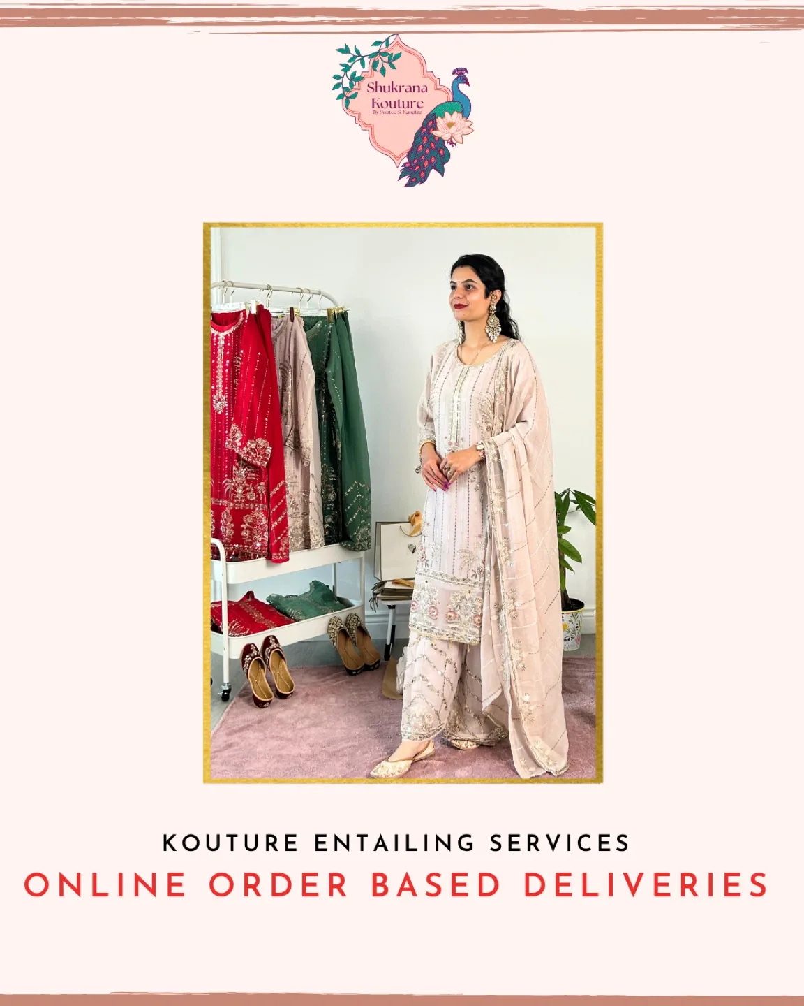 Shukrana Kouture Red Embroidered Suit image indicator(6)