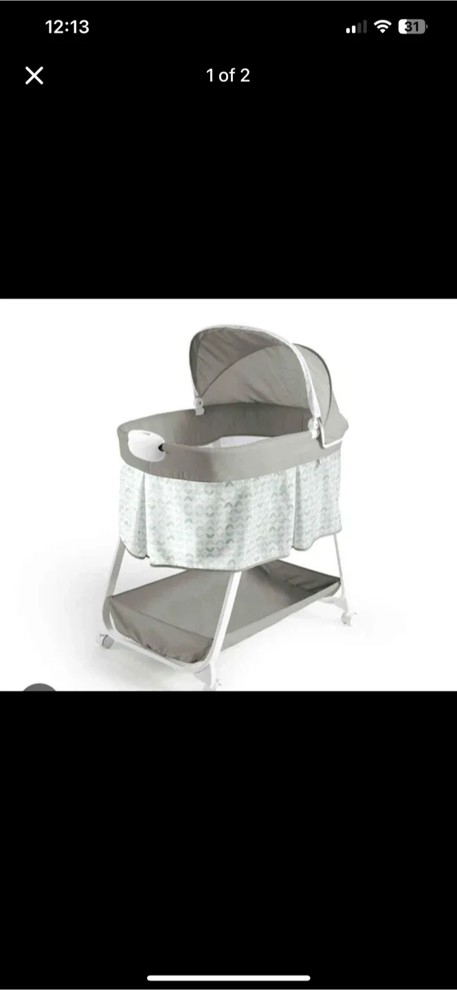 Grey Baby Bassinet with Canopy thumbnail