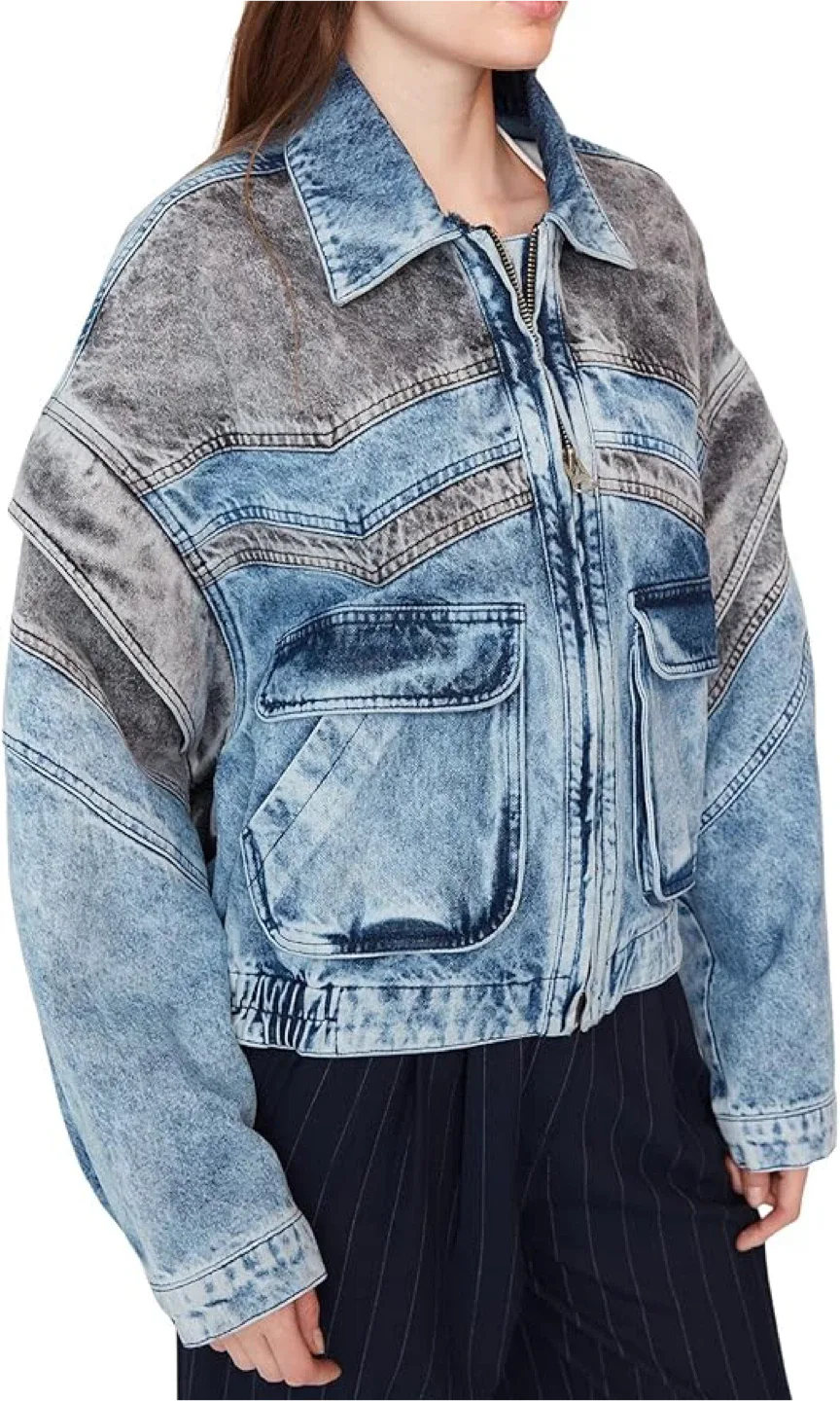 Sagaza Studio Grey/Blue Denim Jacket thumbnail