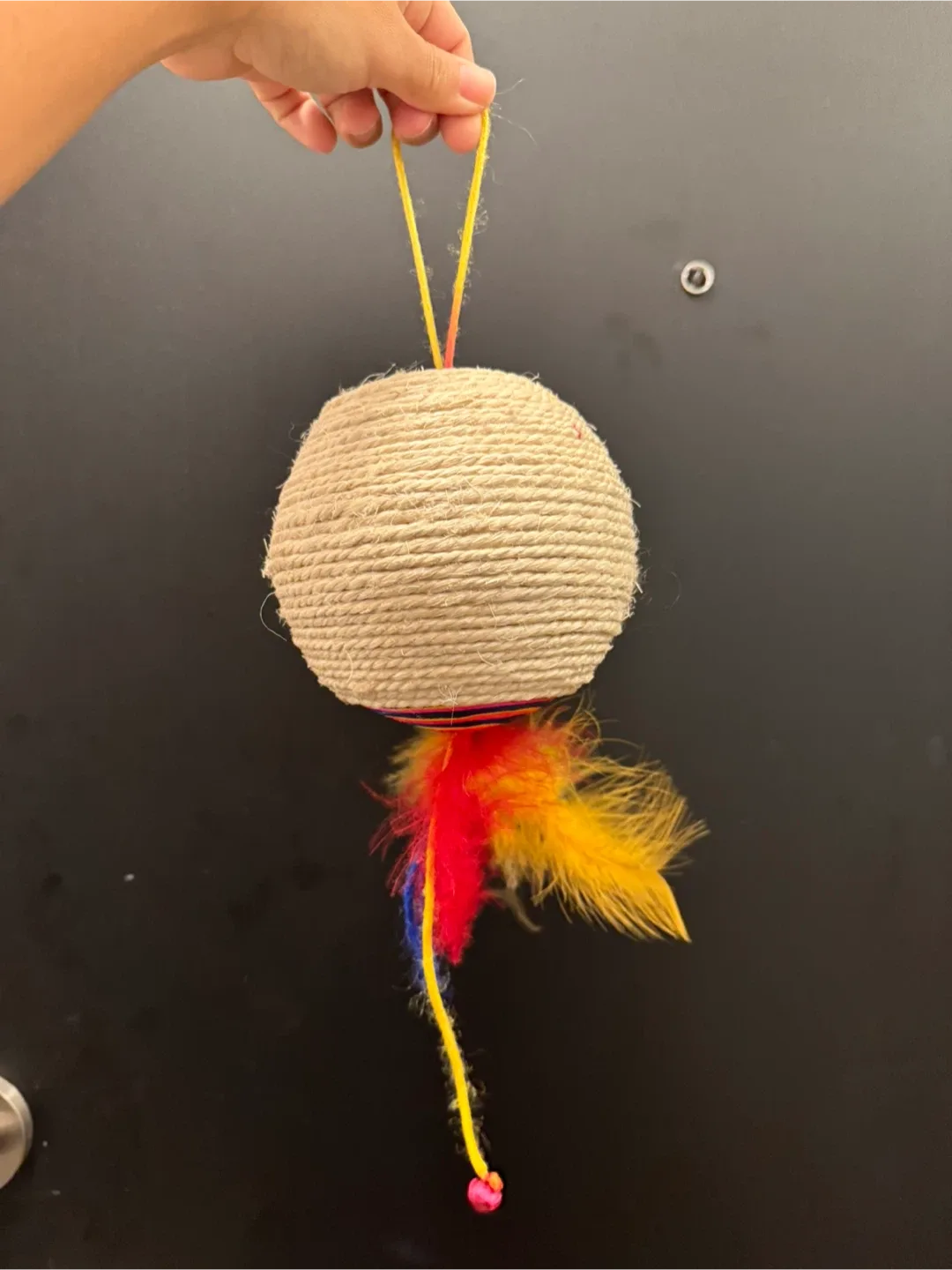 Handmade Cat Toy Ball with Feathers thumbnail