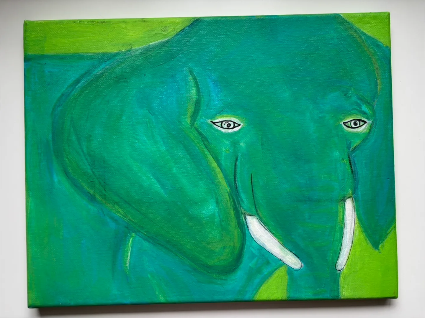 Green Elephant Painting - 14" x 11" image indicator(2)