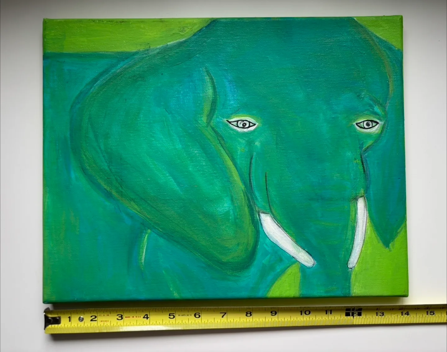 Green Elephant Painting - 14" x 11" image indicator(3)