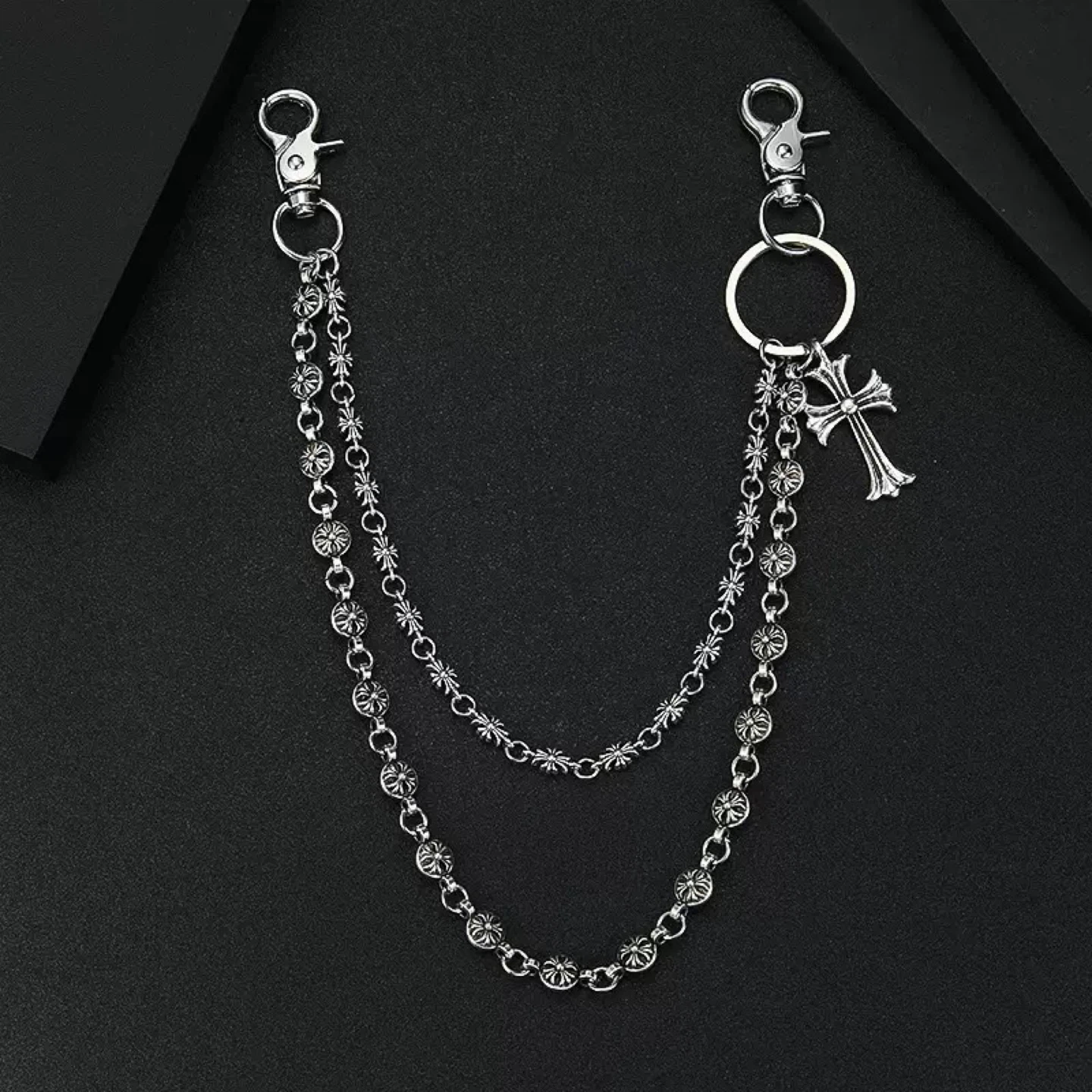 Chrome Hearts Style Silver Wallet Chain