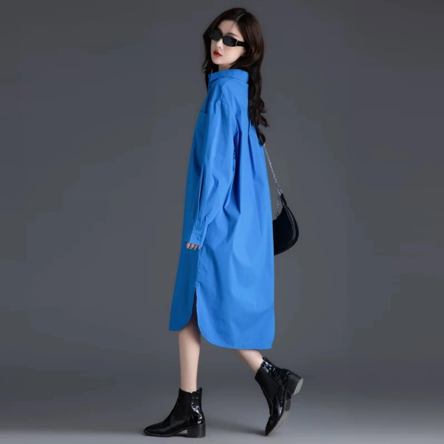Fashion Blue Shirt Dress - photo 2