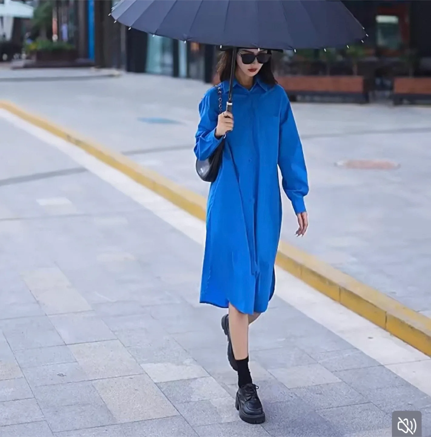Fashion Blue Shirt Dress image indicator(4)