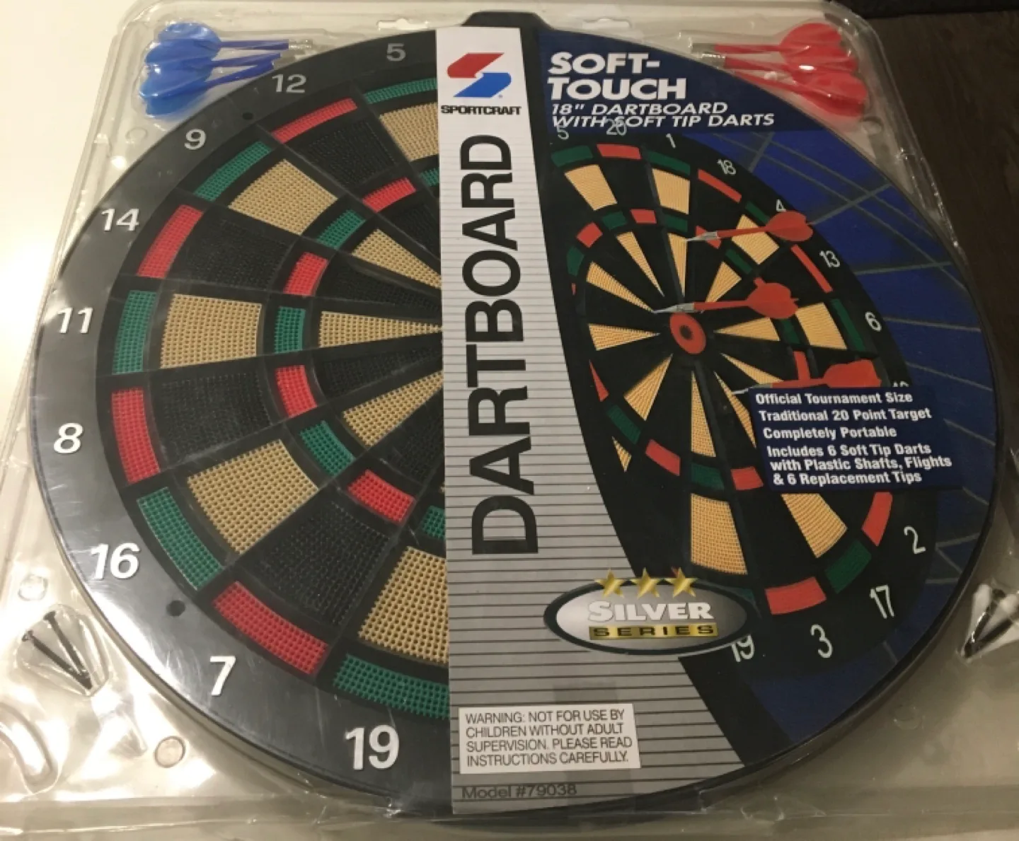 Sportcraft Soft Touch 18" Dartboard with Darts - New image indicator(2)