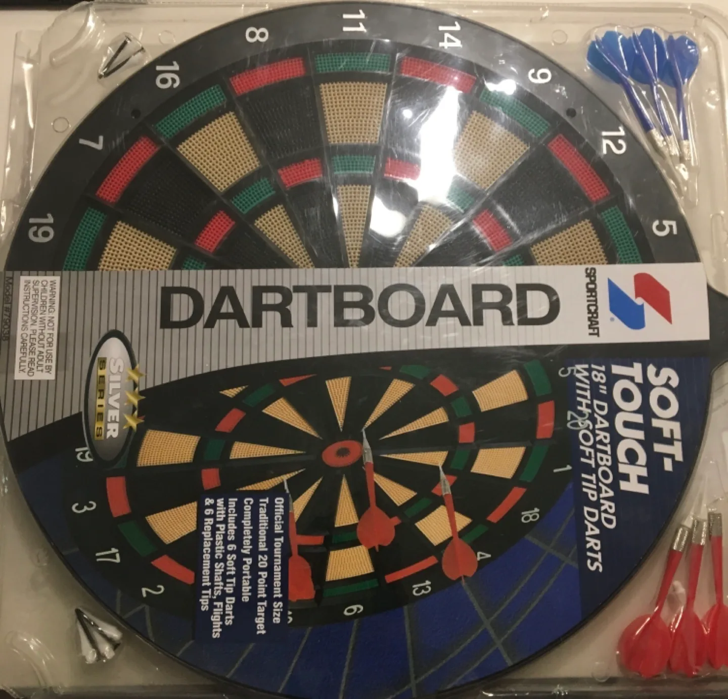 Sportcraft Soft Touch 18" Dartboard with Darts - New thumbnail
