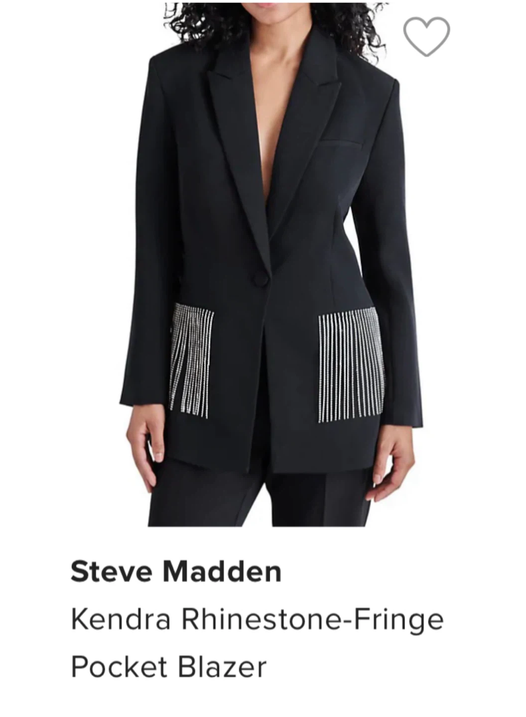 Steve Madden Kendra Rhinestone Fringe Pocket Blazer - Size M