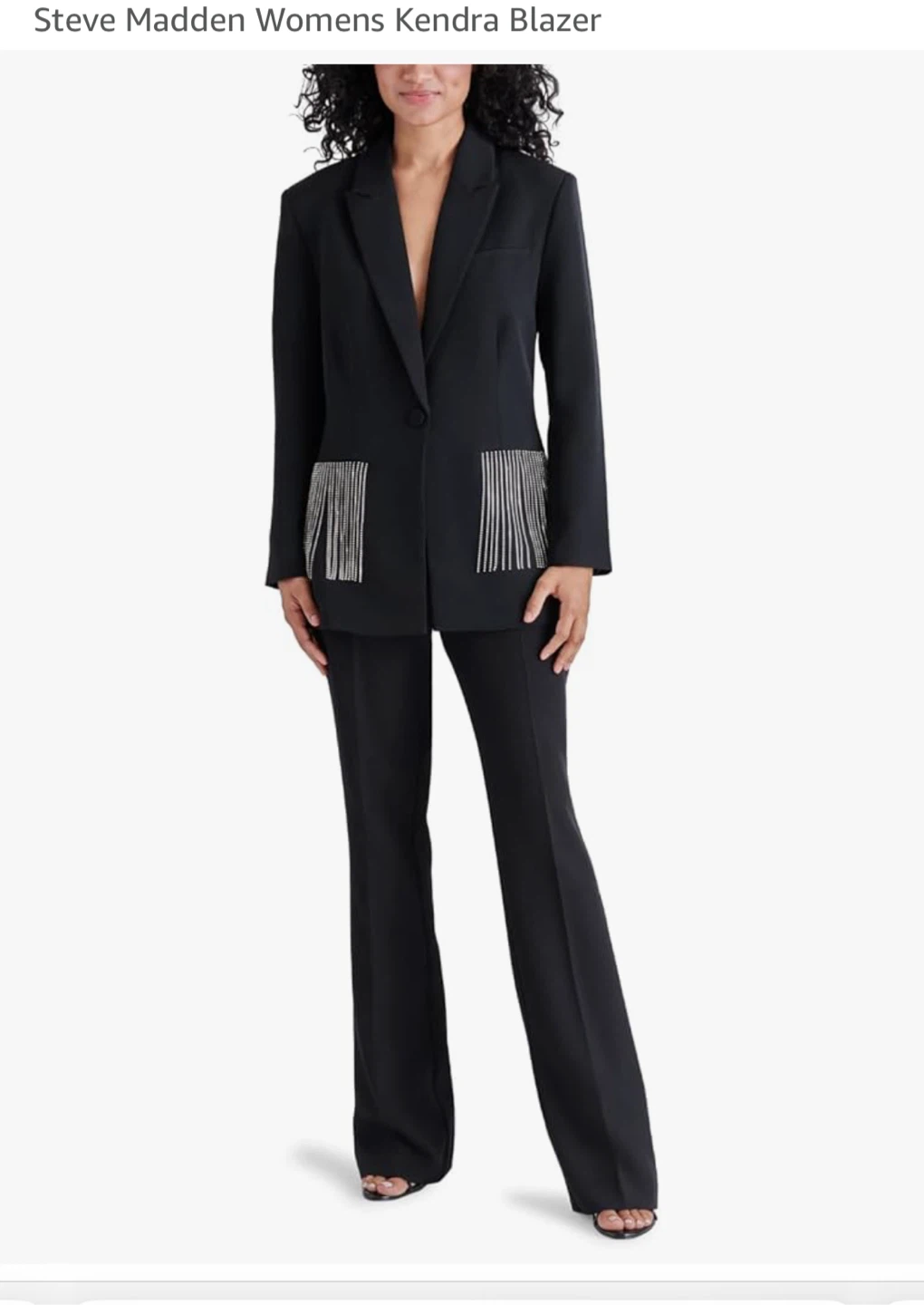 Steve Madden Kendra Rhinestone Fringe Pocket Blazer - Size M - photo 4