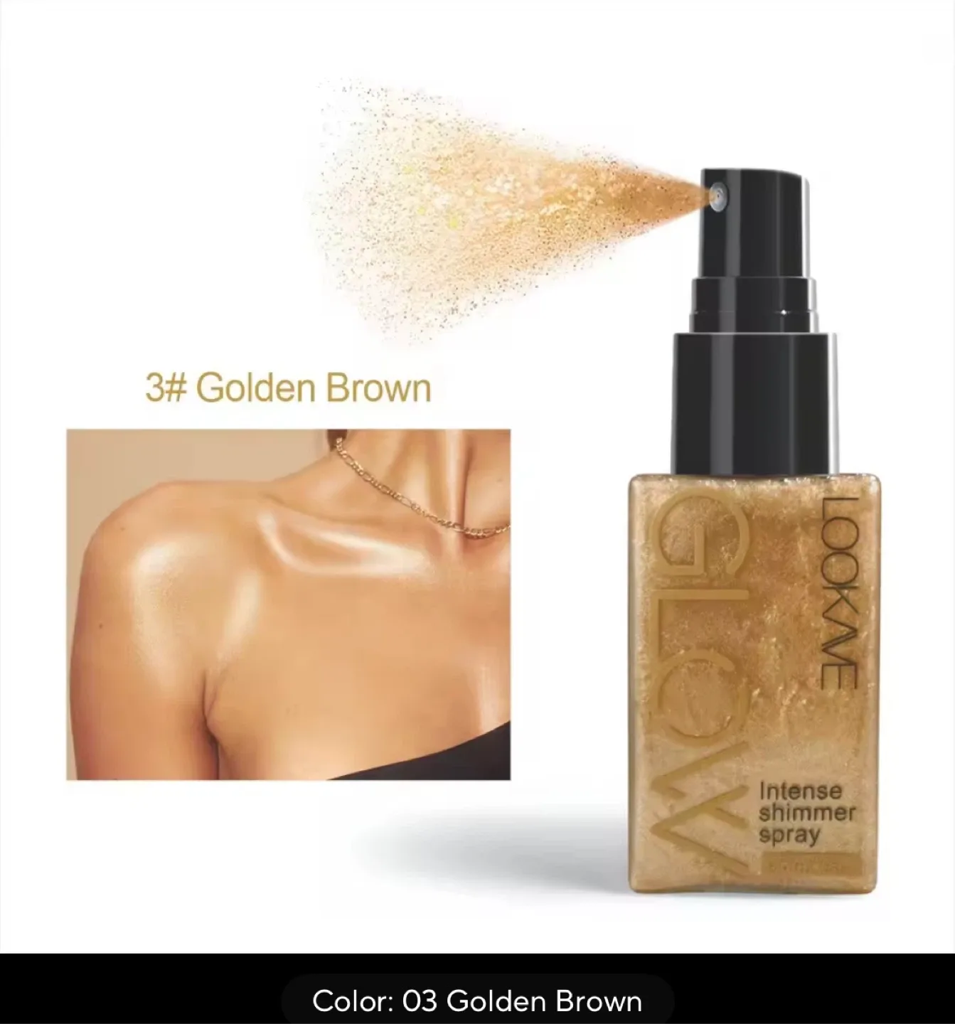 LOOKVE Glow Intense Shimmer Spray - Light Gold image indicator(3)