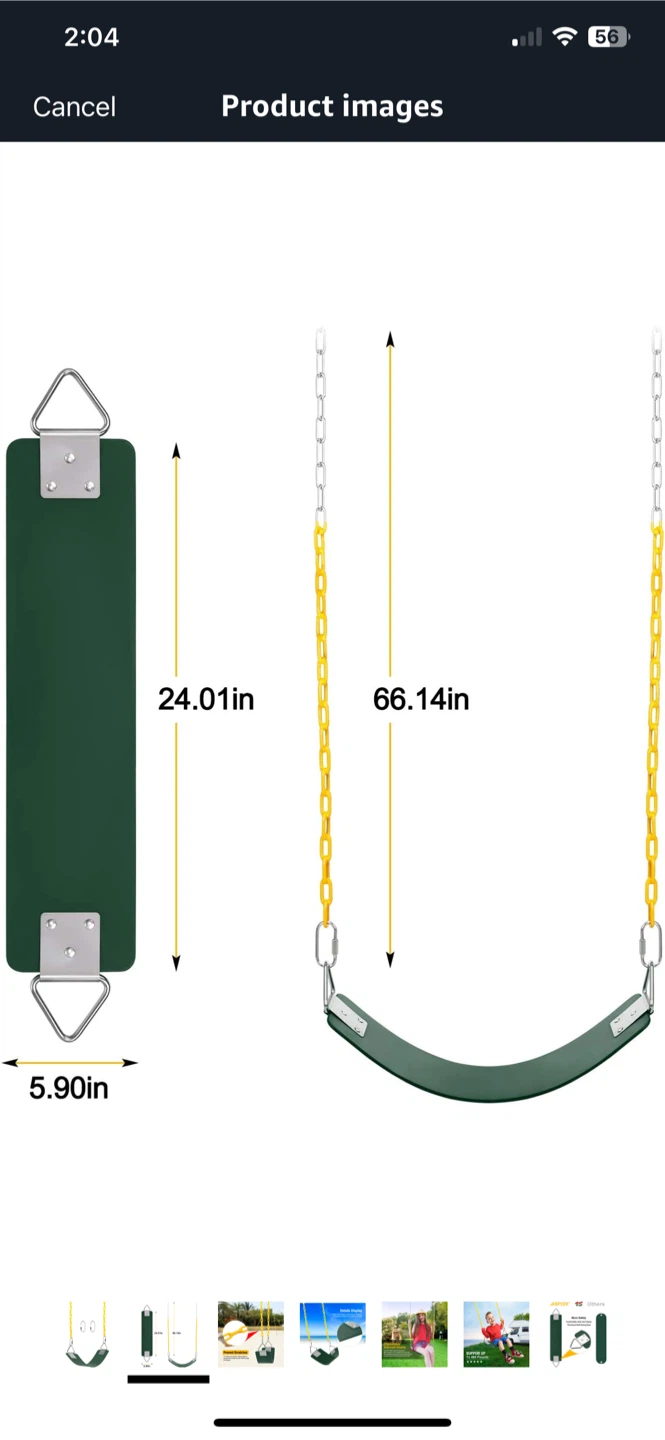 Swing Seat with Yellow Chains - Green