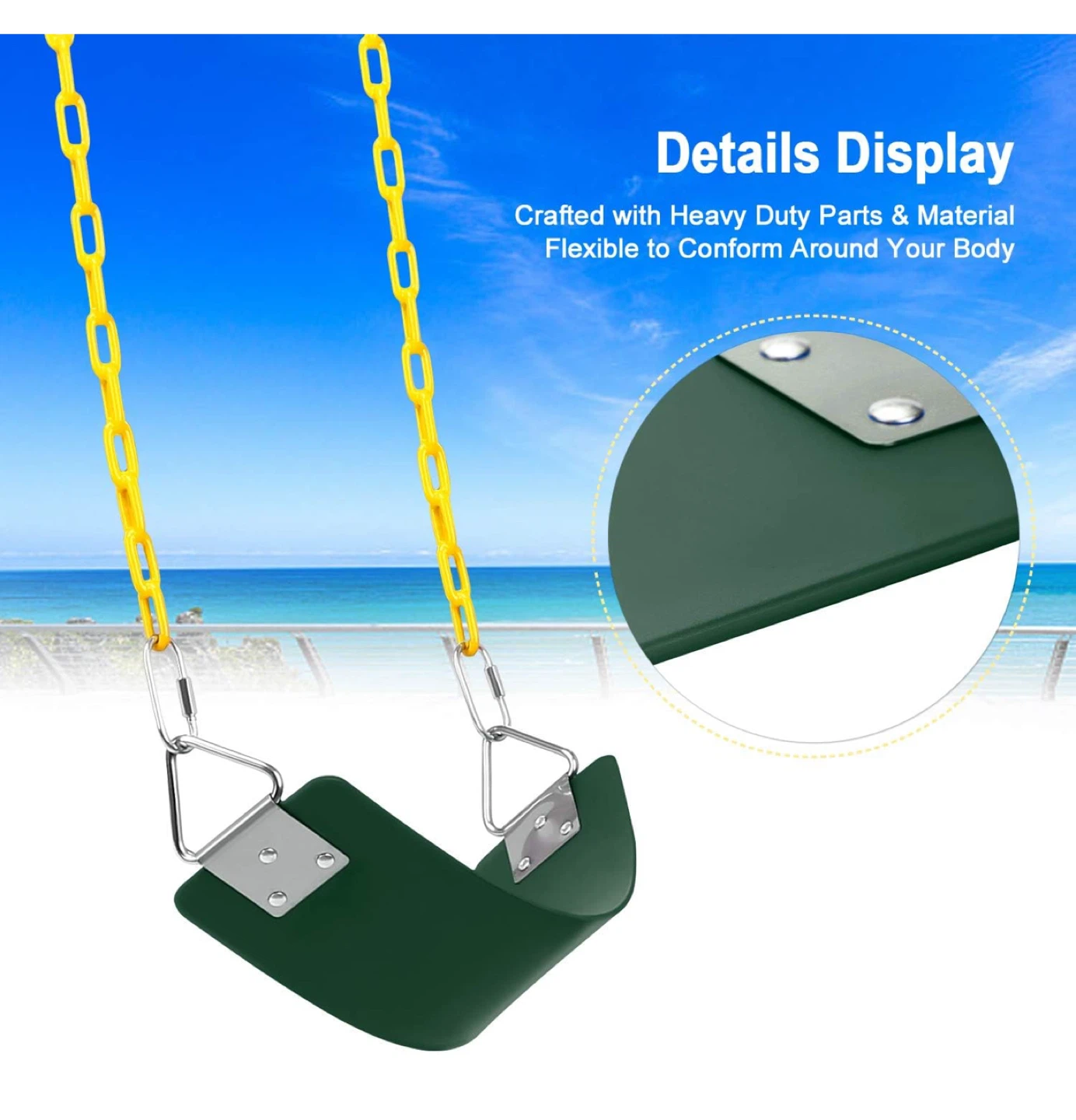 Swing Seat with Yellow Chains - Green - photo 3
