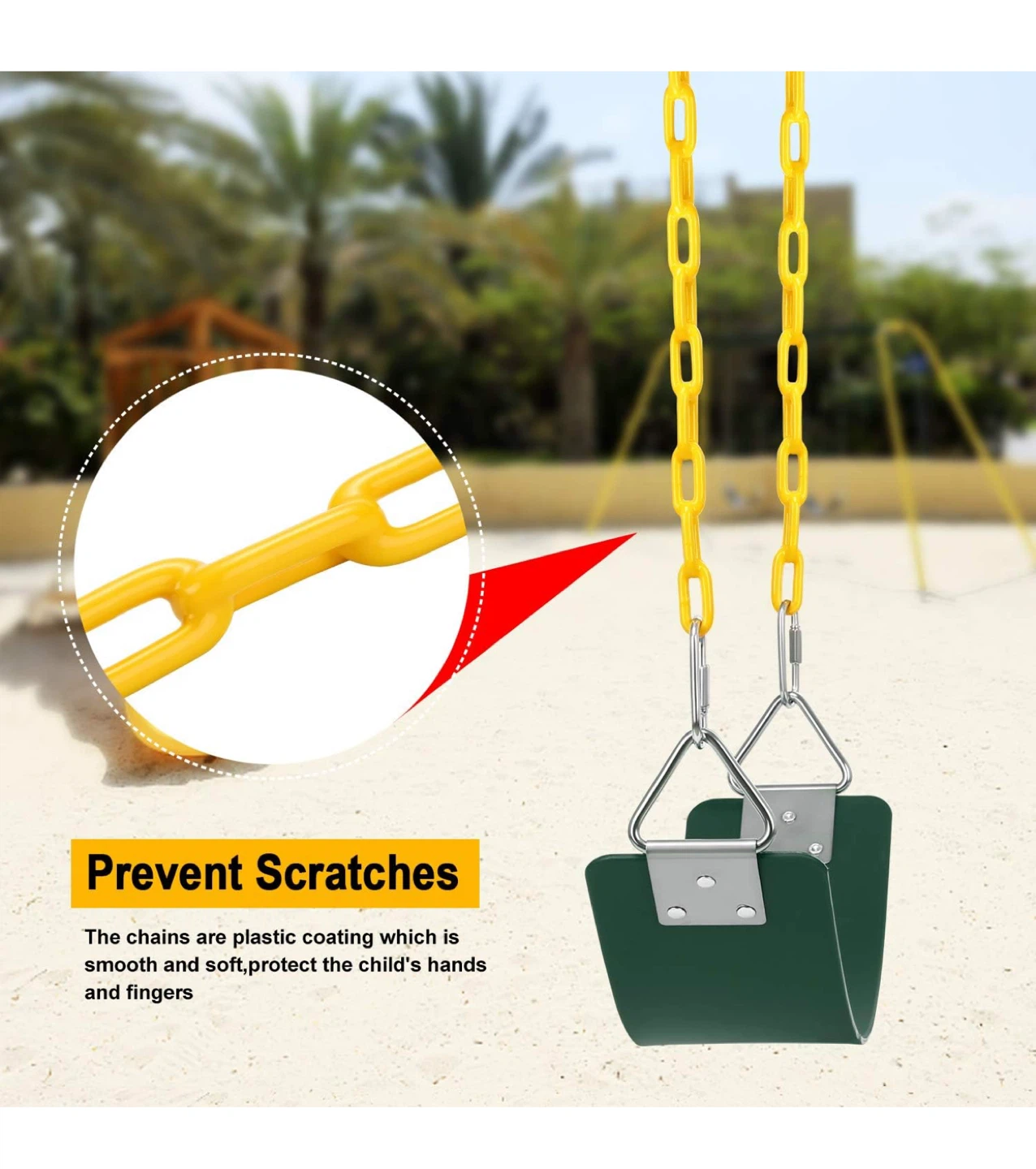 Swing Seat with Yellow Chains - Green - photo 2