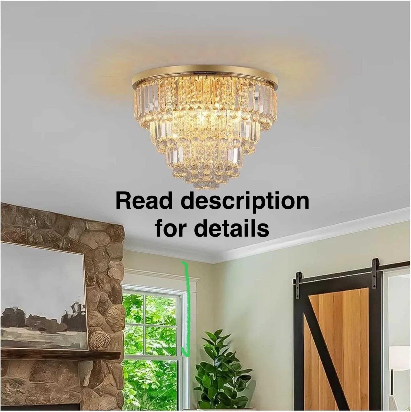 COTULIN K9 Crystal Gold Flush Mount Chandelier thumbnail