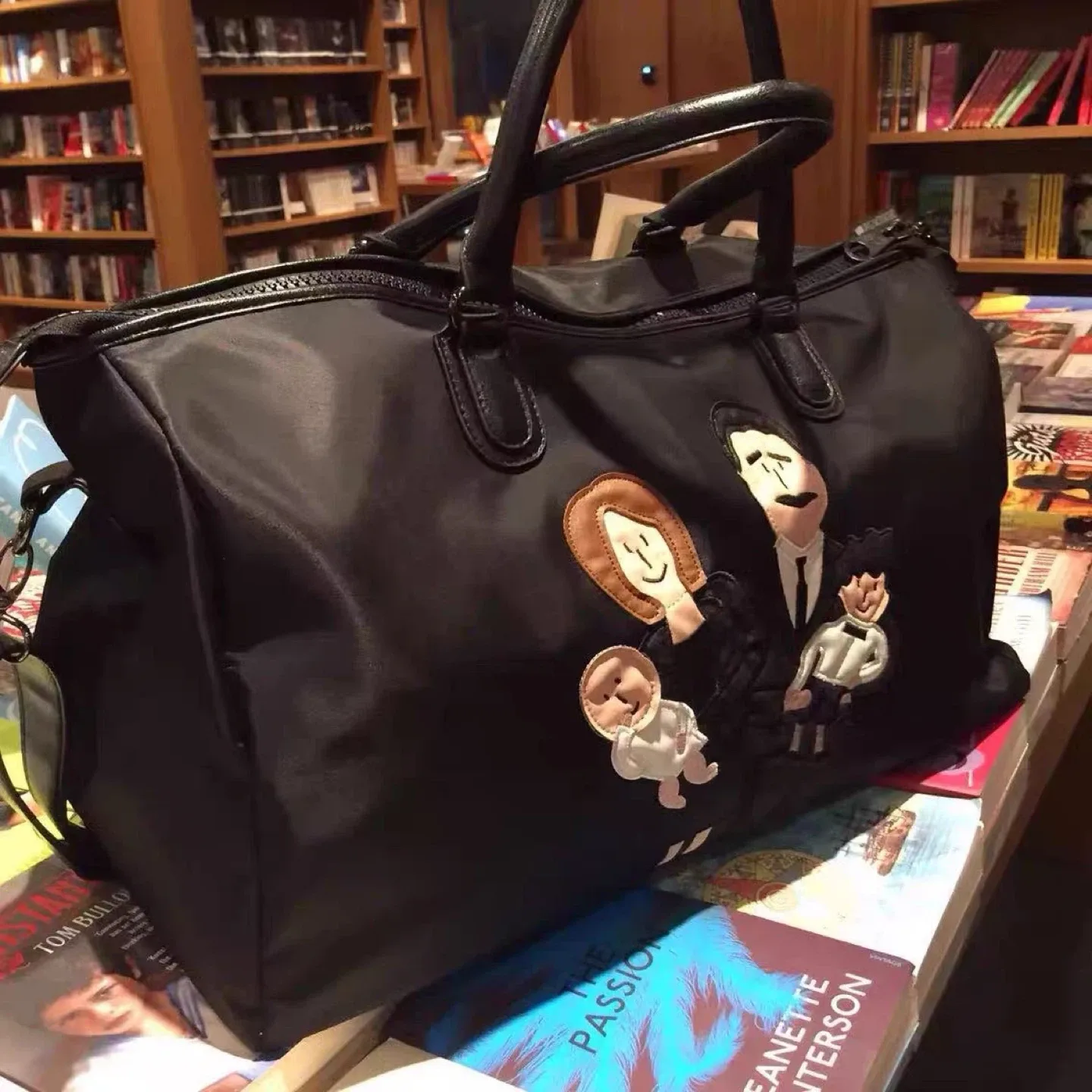 Black Travel Bag with Family Appliqué image indicator(2)