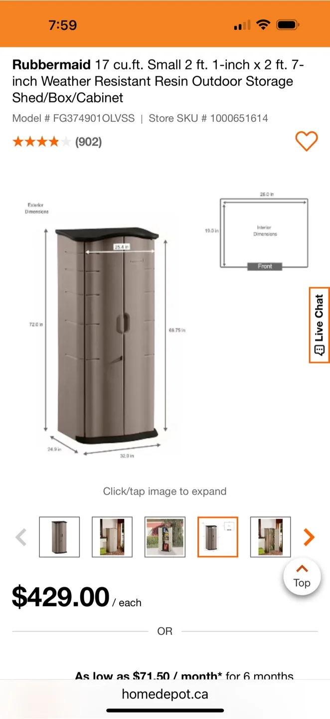 Rubbermaid 17 cu. ft. Resin Outdoor Storage Shed thumbnail