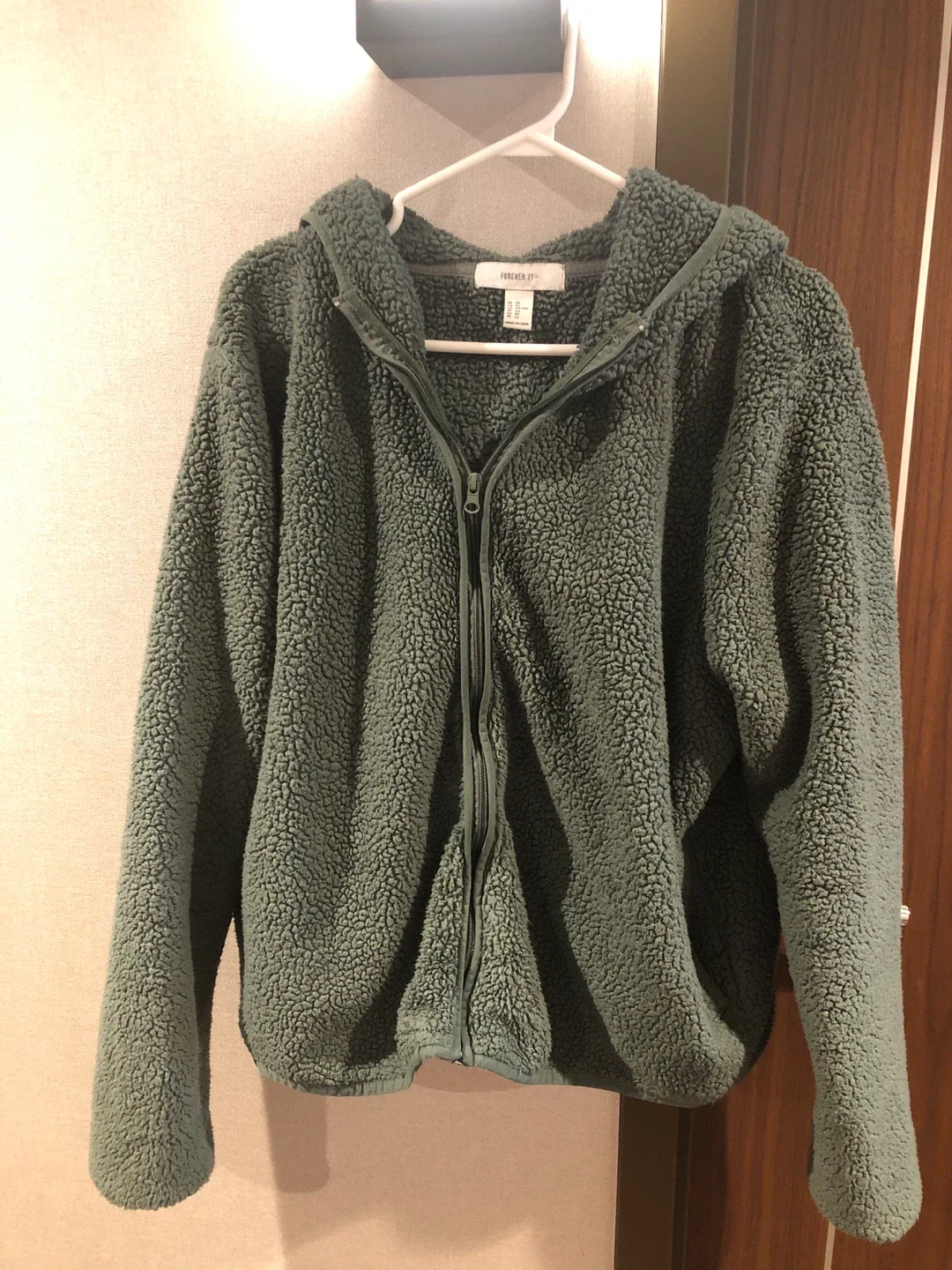 Woman Green Sherpa Hoodie - Size M-L thumbnail