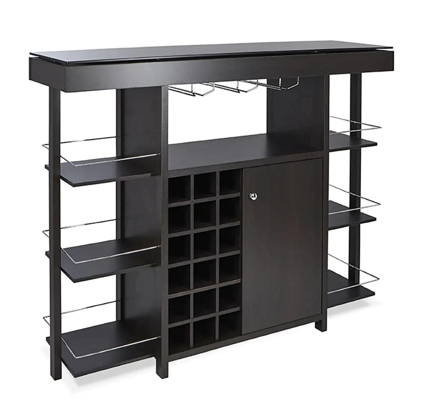 Dark Brown Bar Cabinet with Glass Top image indicator(3)