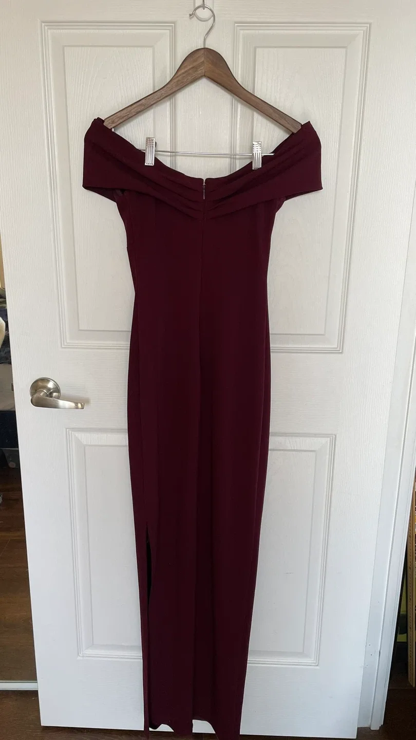 Le Chateau Burgundy Off-Shoulder Dress - Size XXS image indicator(4)