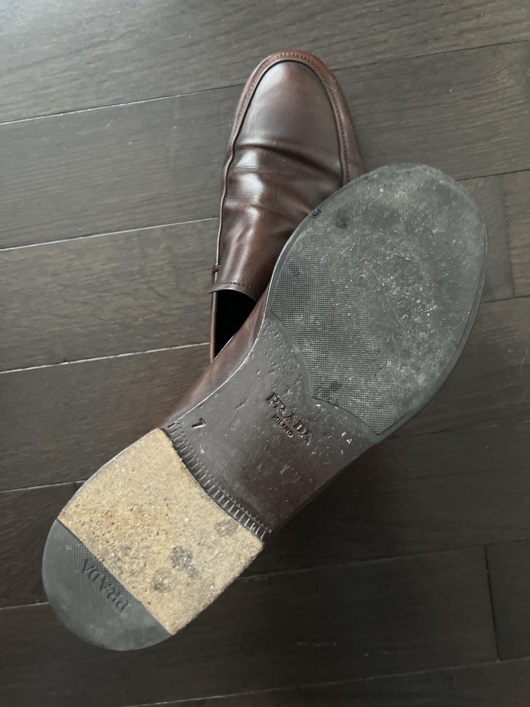 Prada Brown Leather Loafers Size 7 - photo 2