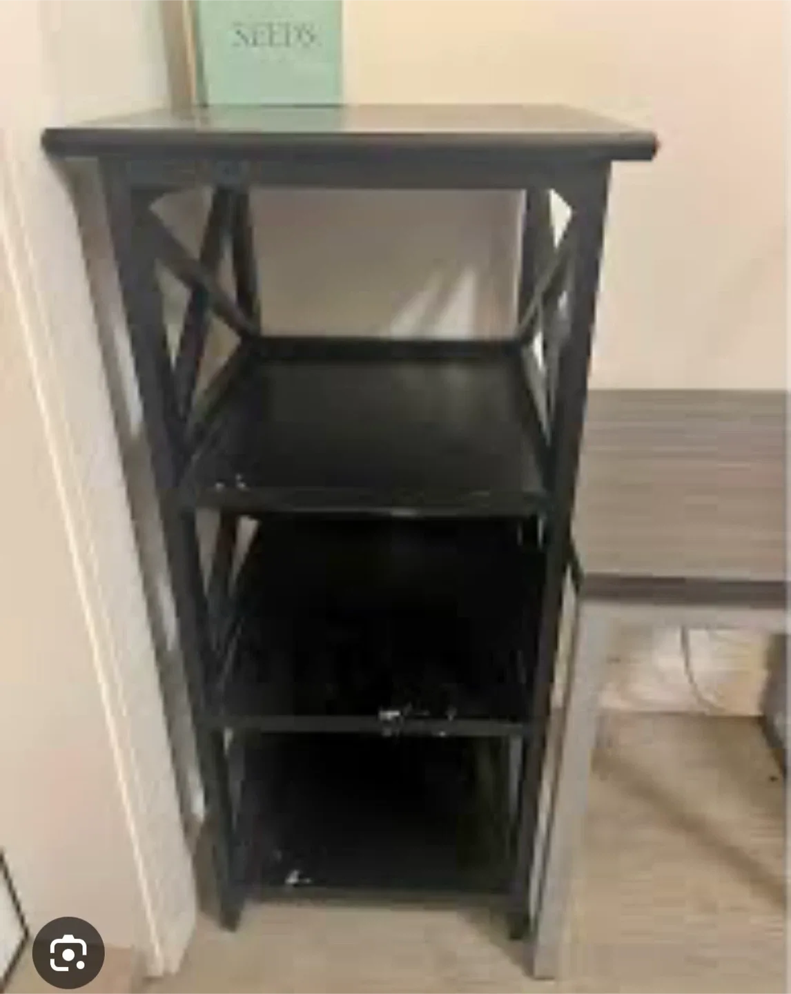Black Wood Side Table with Shelves thumbnail