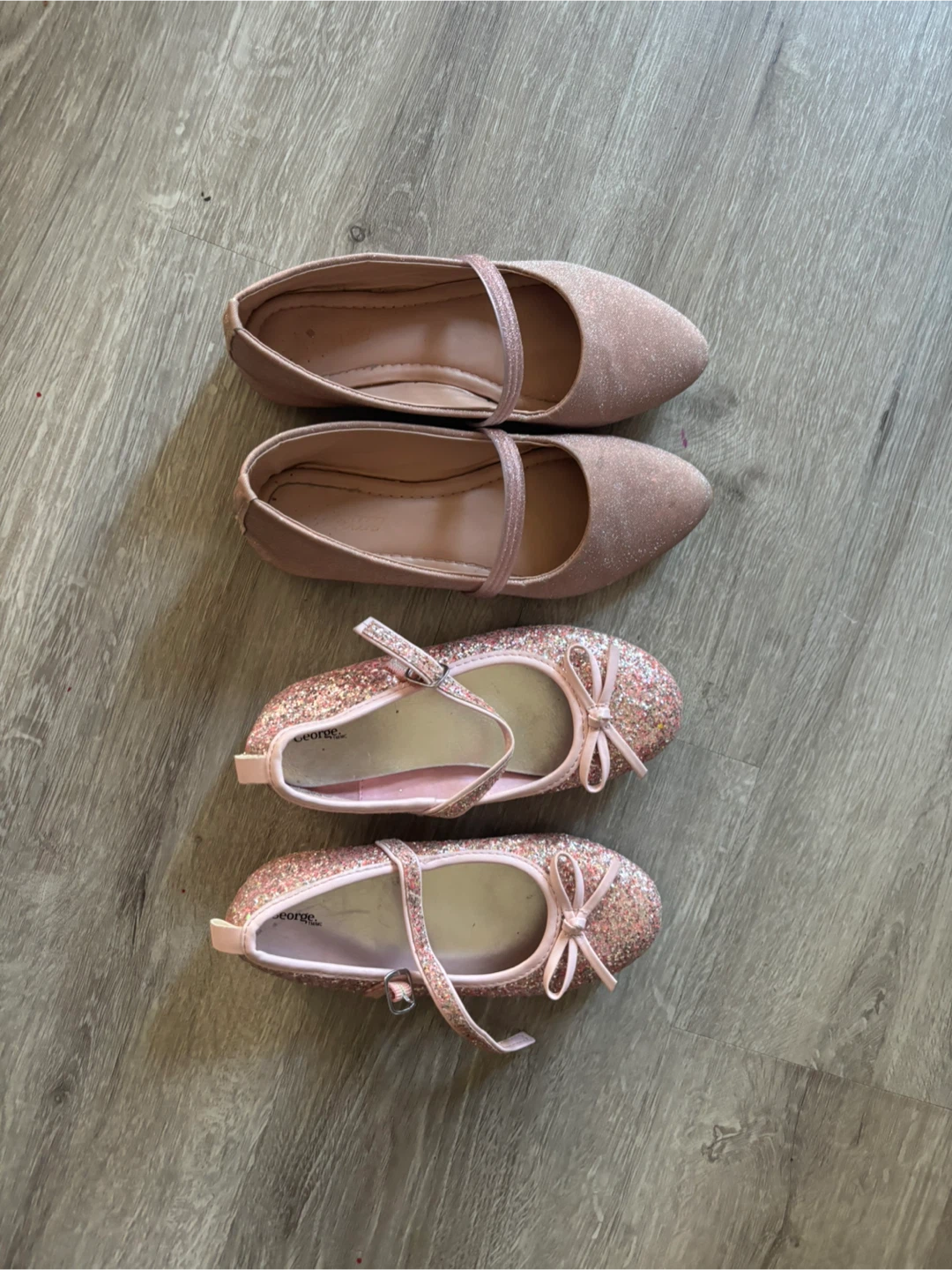 George Pink Glittery Ballet Flats - Size 8