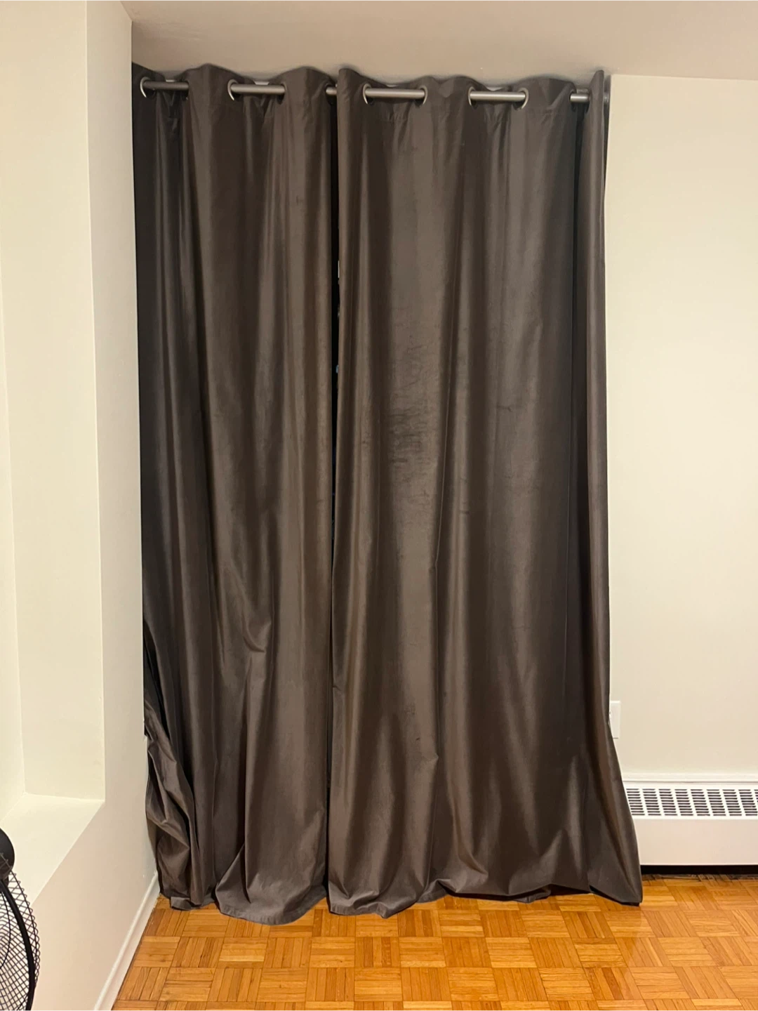 DRAPES Ikea Sanela Grey Velvet Grommet Curtains - BLACKOUT