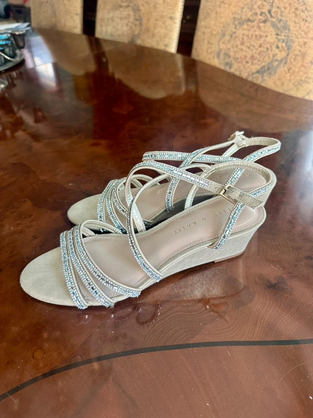 Kelly & Katie Rhinestone Wedge Sandals - photo 5