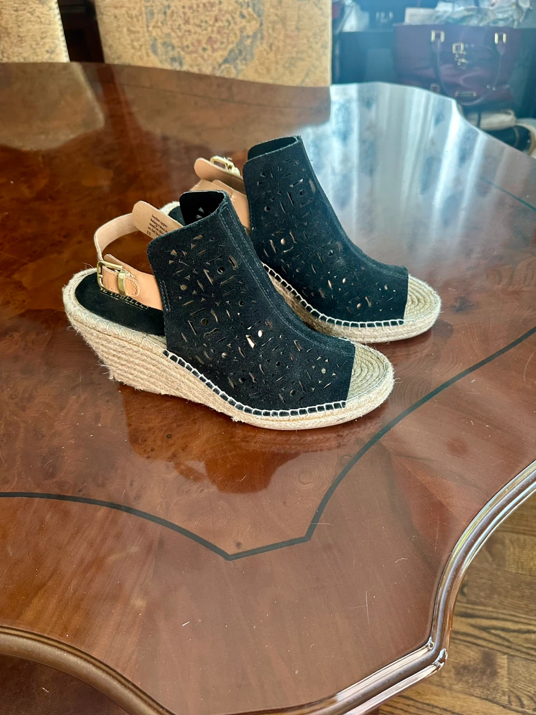 Seychelles Black Espadrille Wedge Sandals - Size 10 - photo 2