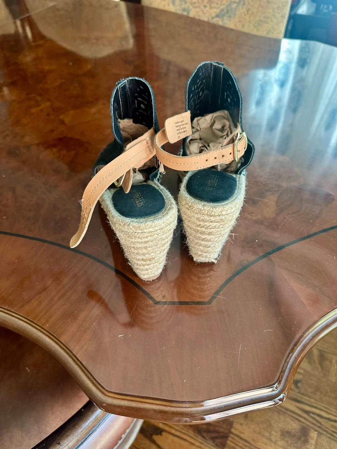 Seychelles Black Espadrille Wedge Sandals - Size 10 - photo 4