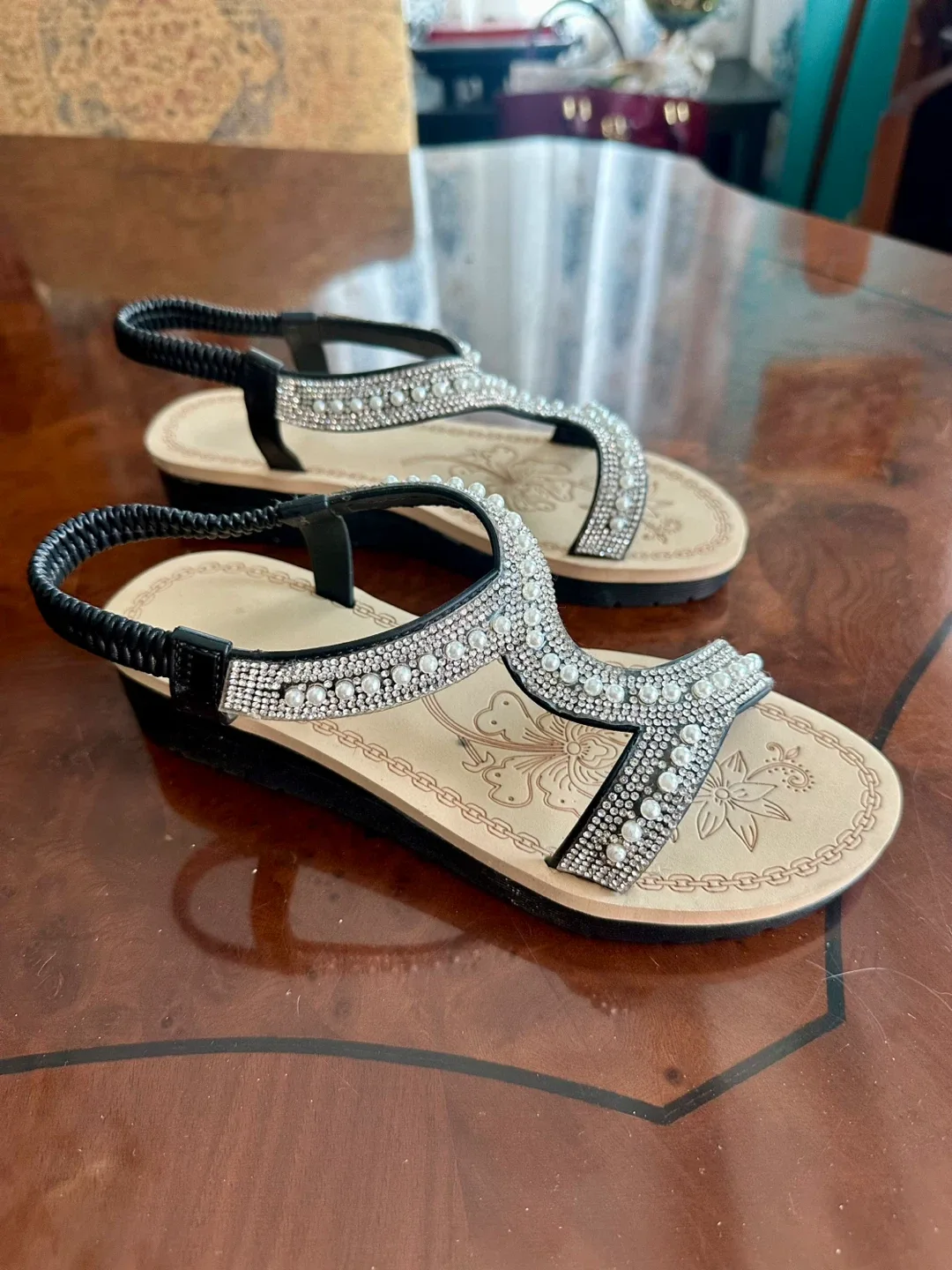 Rhinestone Embellished Sandals - Size 38 thumbnail