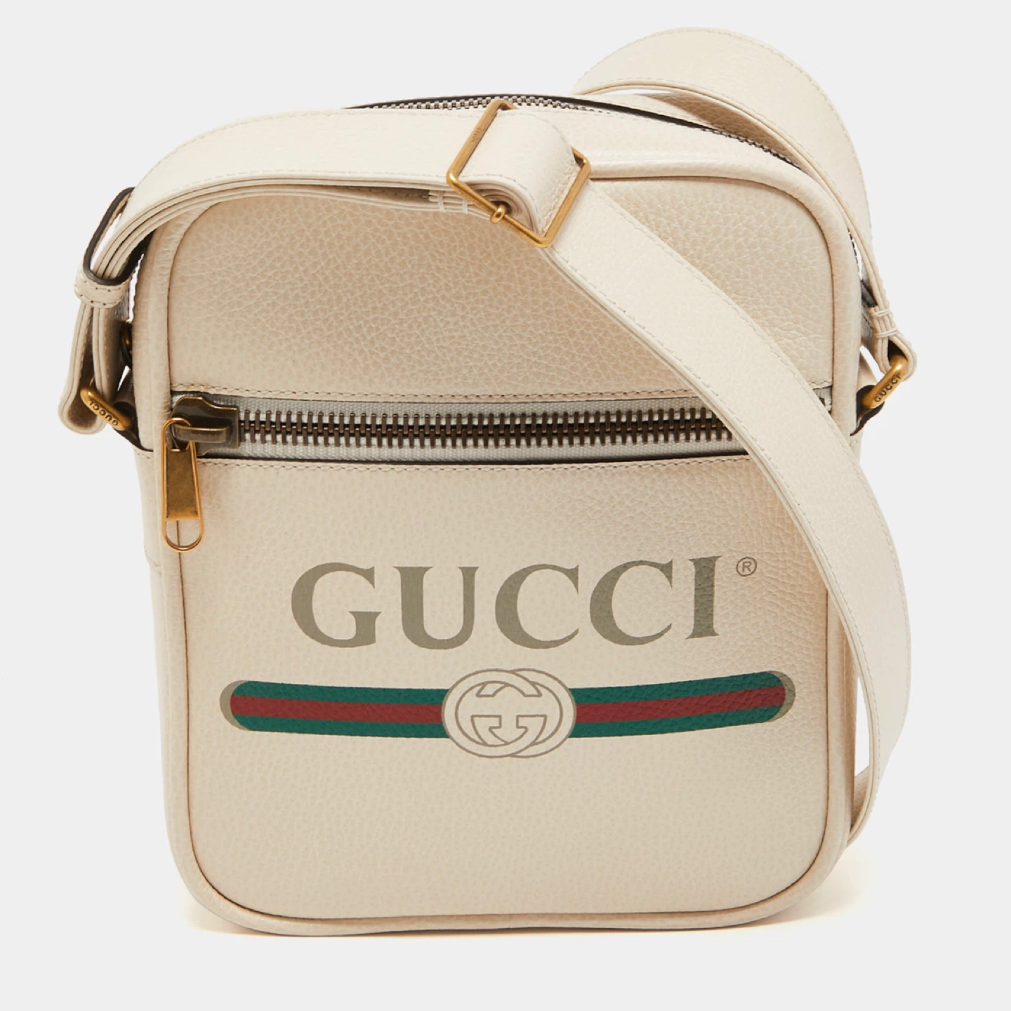 Gucci Off White Logo Print Leather Messenger Bag - photo 2