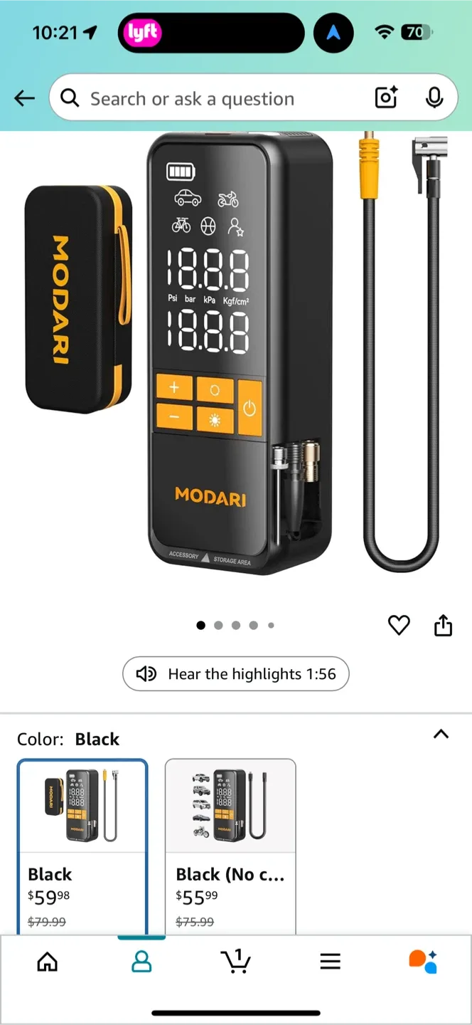 MODARI Portable Air Compressor - Black