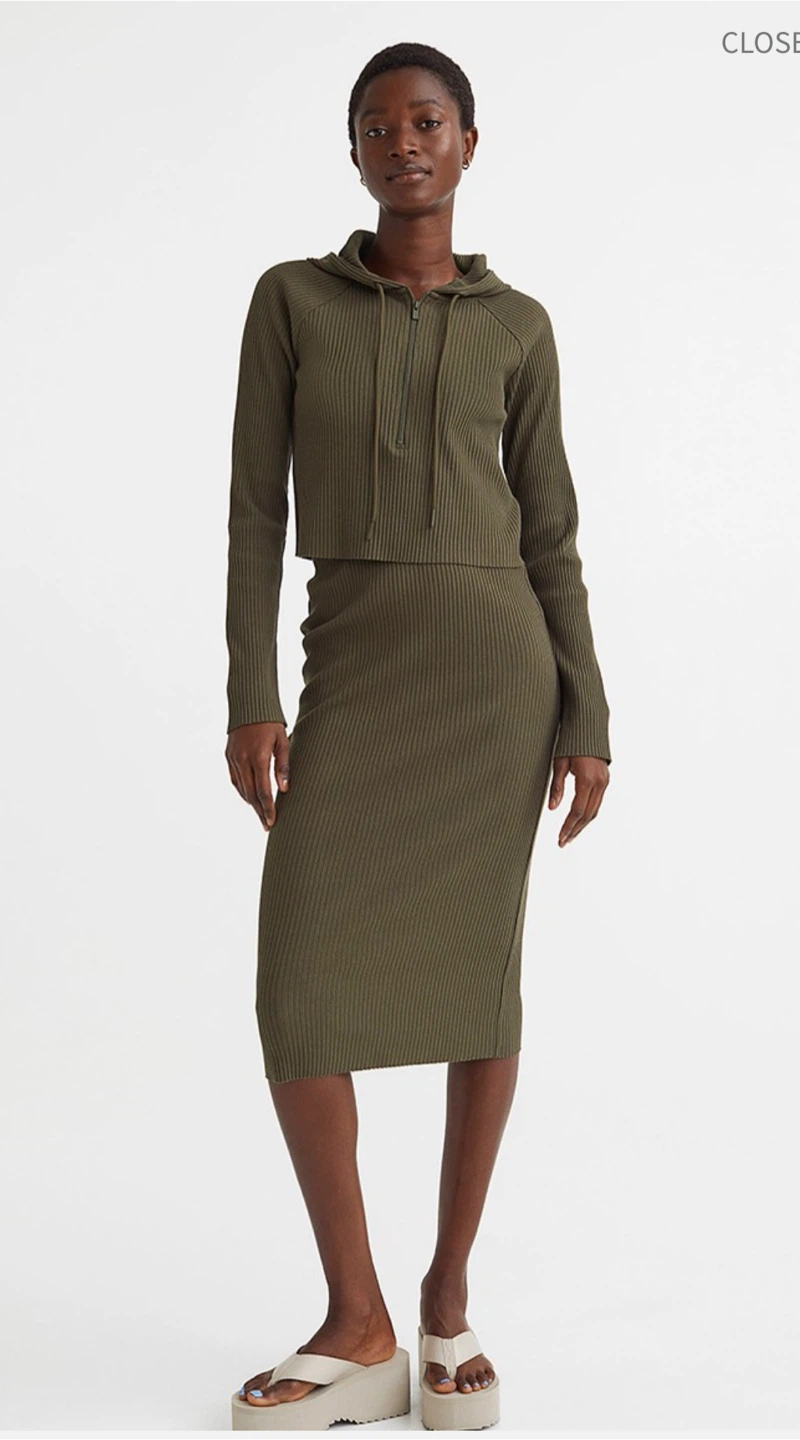 Brand new BNWT H&M ribbed hoodie w matching pencil skirt