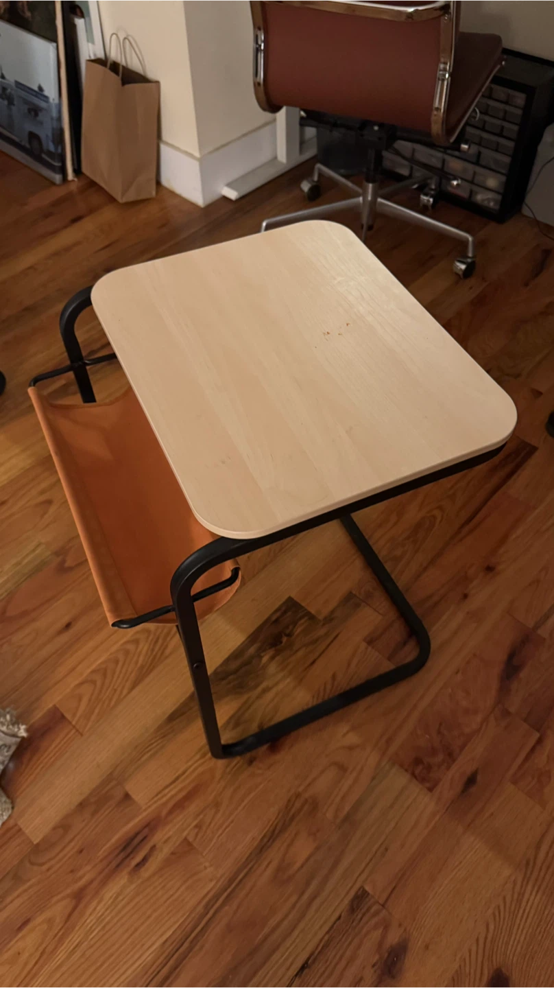 IKEA Side Table - Anthracite/Birch Effect Dark Yellow