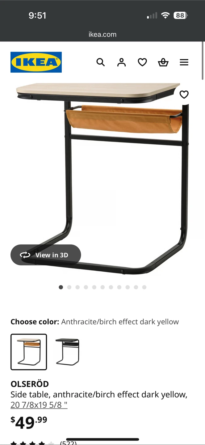 IKEA Side Table - Anthracite/Birch Effect Dark Yellow - photo 3