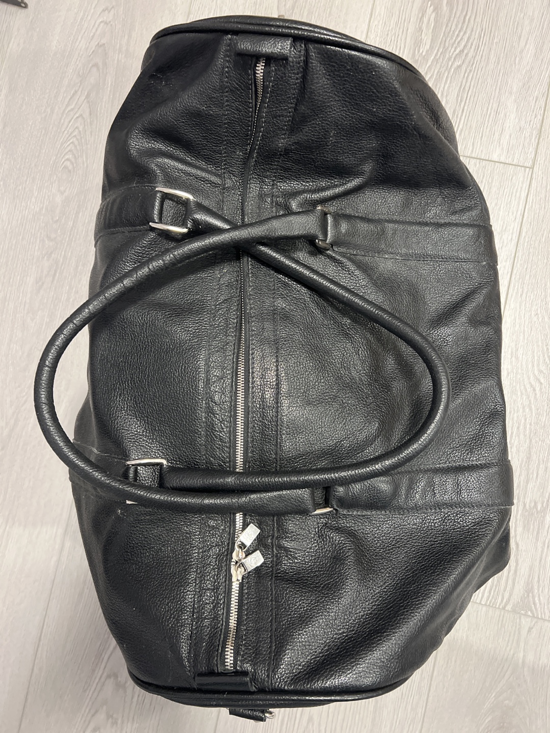 Brooks Brothers Black Leather Duffle Bag