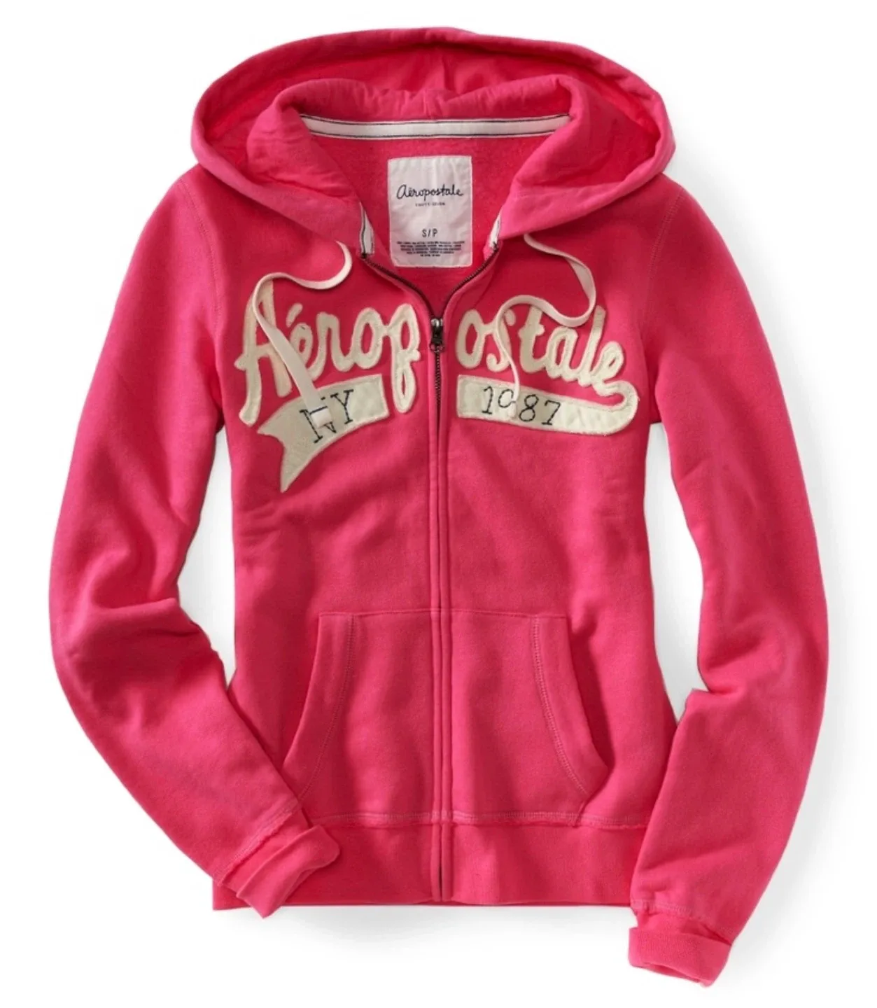 Aeropostale Pink Full Zip Hoodie - Size S thumbnail