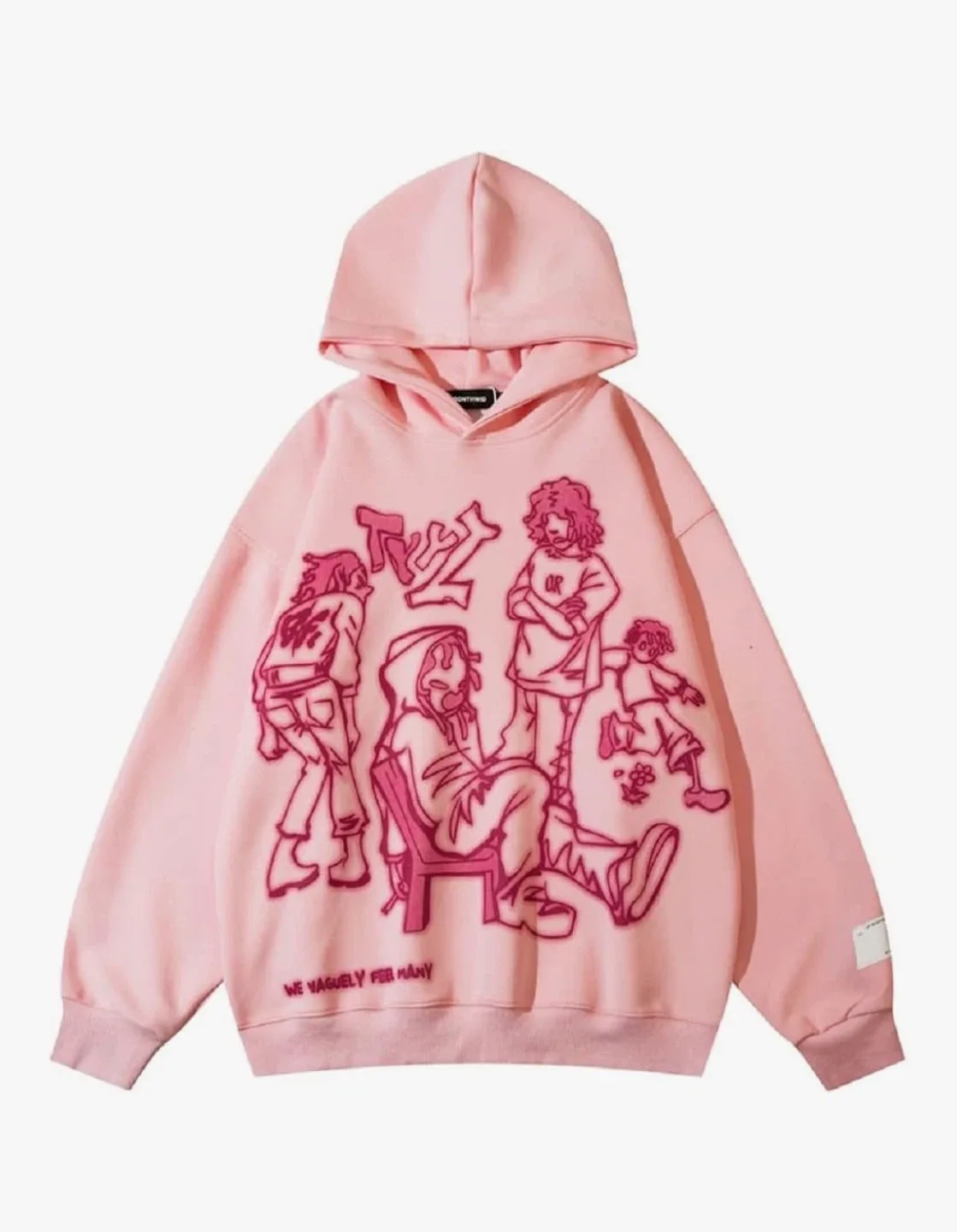 Pink Cartoon Graphic Hoodie thumbnail