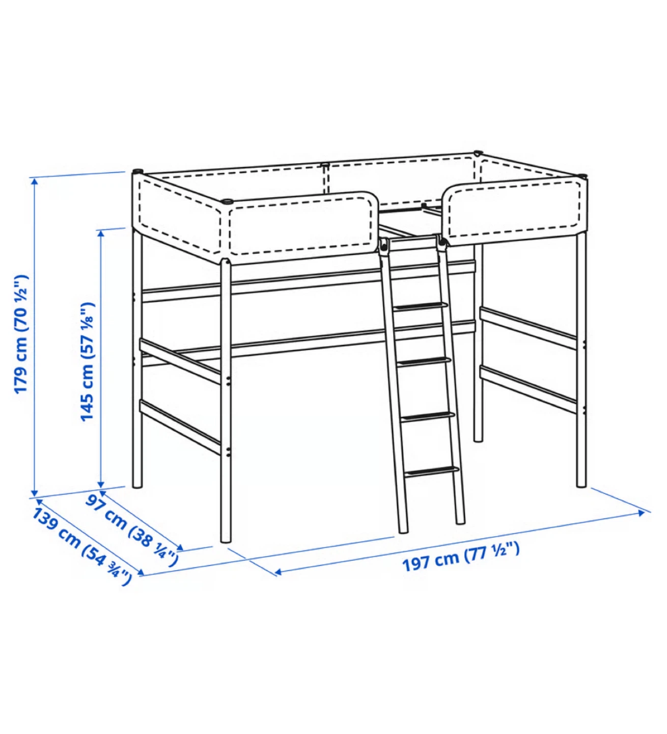 IKEA SVÄRTA Loft Bed Frame - Metal, Twin - photo 3