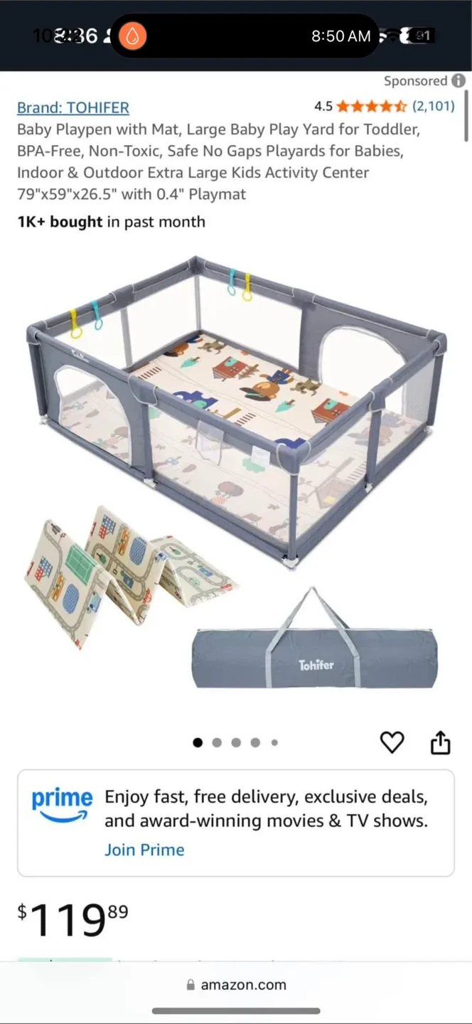 Tohifer Baby Playpen with Mat image indicator(2)