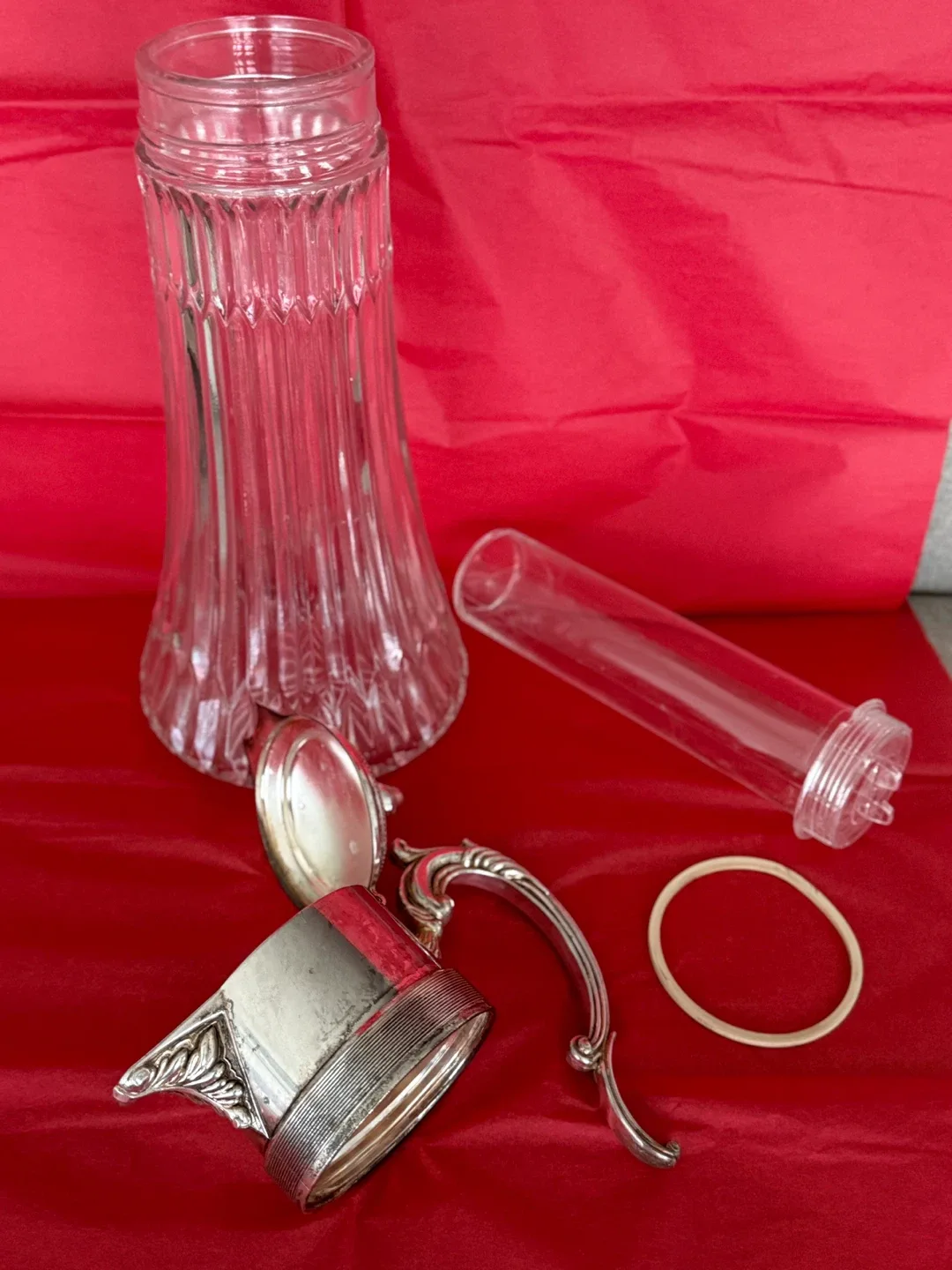 Silver Plated Italy EP Zinc Glass Carafe image indicator(2)